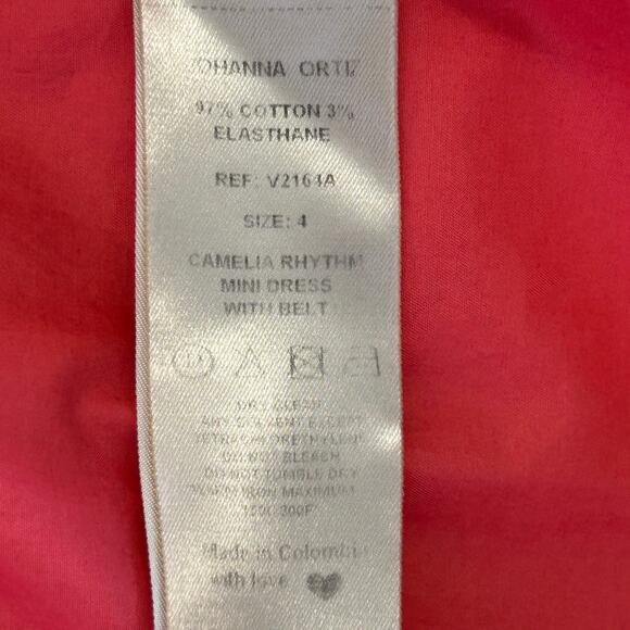 Johanna Ortiz Camelia Rhythm Mini Dress Coral Size 4 Belted Glam - Picture 9 of 10